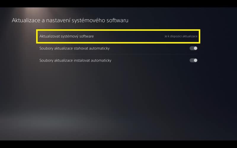 PS5 aktualizace systémového software 4