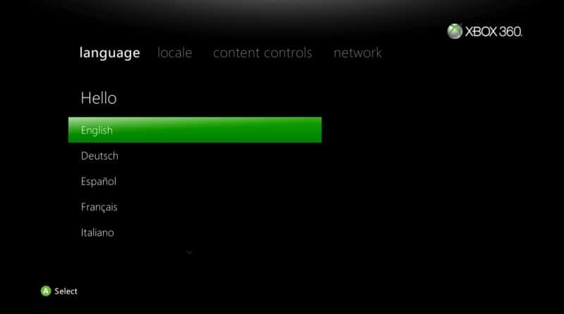 xbox 360 nastavení jazyka