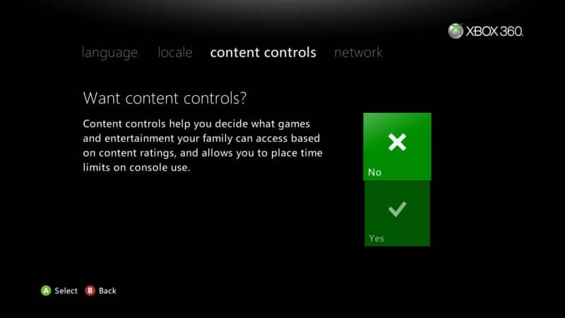 xbox 360 content controls